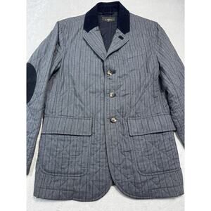 J.L. Powell Men’s Quilted Gray Lakenheath Field Jacket Suede/Corduroy Trim Sz M